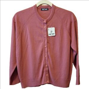 Magenta Button-Up Cardigan Acrylic Dark Pink Sweater